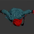 Game Movie Character In Red Hoodie Green Jacket Gray Shorts Dancing Pose With Red White Shoes