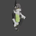 Anthropomorphic Wolf Game Character With Pointed Ears Yellow Eyes And Muscular Green Body