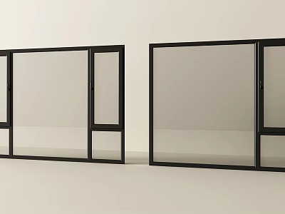 Modern Floor to Ceiling Windows Design With Black Frame And Transparent Glass 3d model