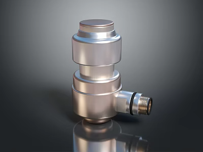 Polished Stainless Steel Multi Layer Cylindrical Industrial Component With Threaded Connector 3d model