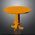 Vibrant Orange Round Wooden Table With Pedestal Base Design For Home Interior Decor