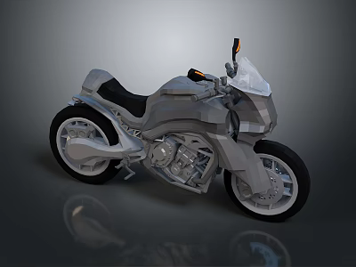 Modern Gray Motorcycle with Black Seat Windshield and Silver Wheels in Streamlined Futuristic Design 3d model