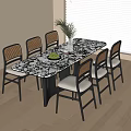 Modern Dining Table and Chair Combination Dining Table Dining Chair Single Chair 3d model