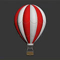 Fun Colorful Red And White Striped Hot Air Balloon Amusement Equipment With Basket