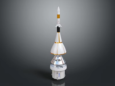 Detailed Multi Stage Rocket Model With White Gold And Black Sections For Space Exploration 3d model