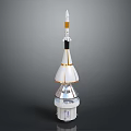 Detailed Multi Stage Rocket Model With White Gold And Black Sections For Space Exploration 3d model