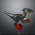 Gray Dinosaur Toy Figure With Red Accents Blue Eyes And Detailed Claws