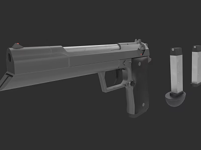 Detailed Modern Handgun With Two Detachable Magazines On Dark Background 3d model