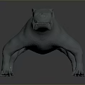 3D Model of Prehistoric Reptile Creature in Gray Standing Pose With Detailed Teeth And Claws