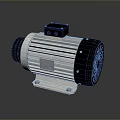 Industrial Electric Motor With White Housing Black End Cap Cooling Fins And Metal Base