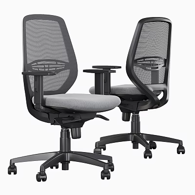 Ergonomic Office Chair With Mesh Back Adjustable Armrests Gray Seat And Black Frame Wheels 3d model