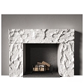 Embedded fireplace firewood pile 3d model