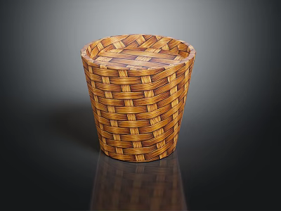 Handmade Woven Storage Basket With Cylindrical Shape And Natural Wicker Material For Home Living 3d model