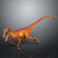Orange Yellow Dinosaur Model With Open Mouth In Running Posture On Gray Gradient Background 3d model