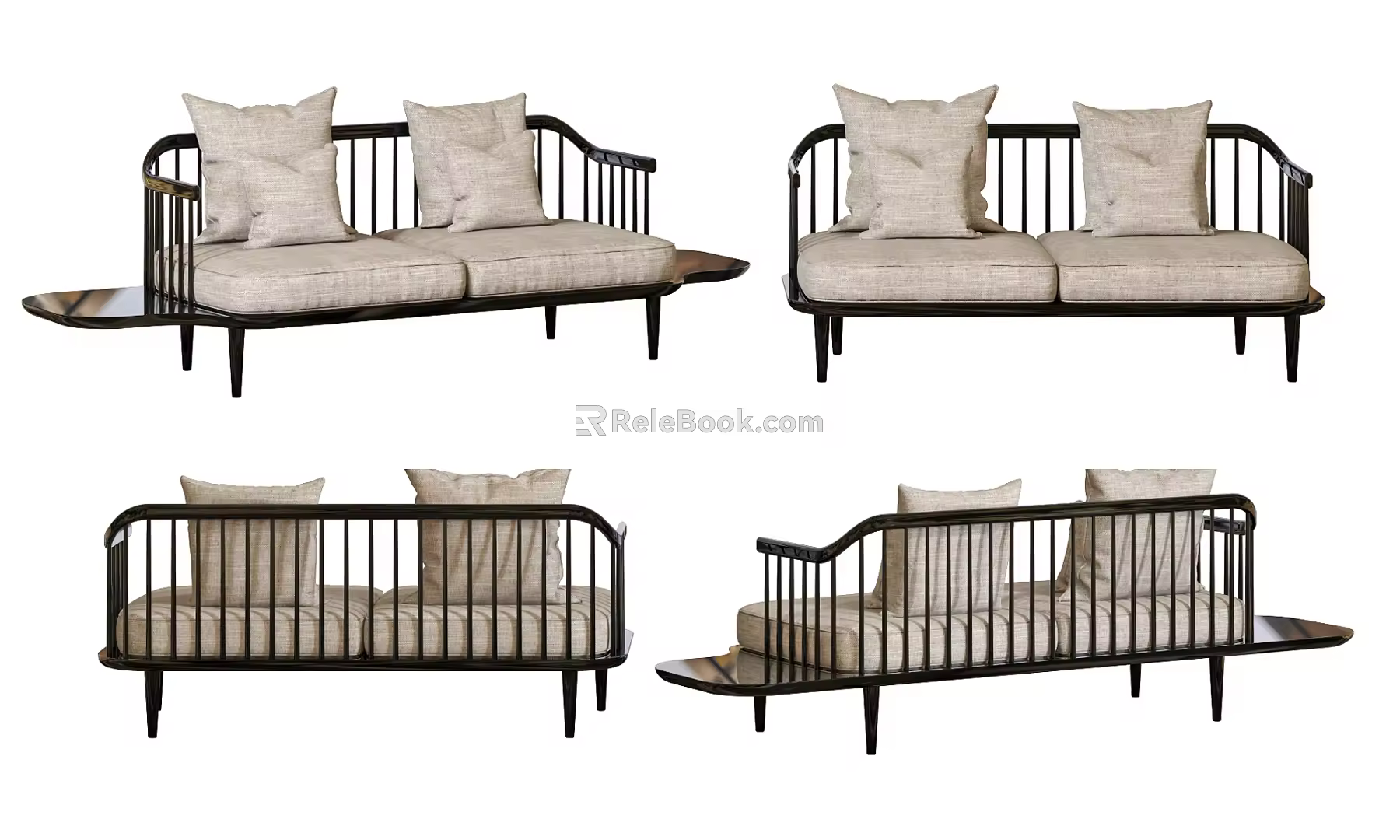 New Chinese-style double sofa 3d model