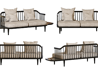 New Chinese-style double sofa 3d model