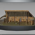Traditional Thatched Roof Building Structure With Wooden Frame And Rustic Interior
