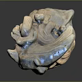 Man Head Sculpture Featuring Intricate Bird Ornament and Artistic Carved Details