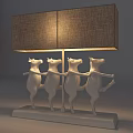 White Ceramic Cow Sculptures in Dancing Pose as Table Lamp Base Decoration