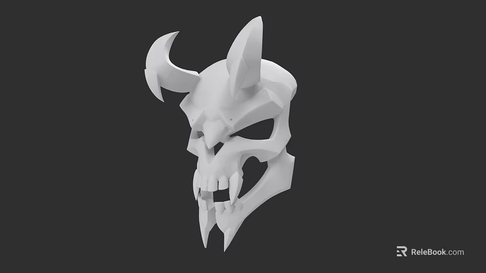 White Skull Themed Hat With Horns And 3D Rendered Design For Unique Style 3d model 