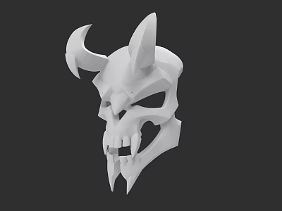 White Skull Themed Hat With Horns And 3D Rendered Design For Unique Style 3d model