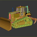 Yellow Construction Bulldozer Featuring Tracked Undercarriage And Large Front Blade 3d model