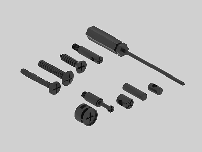 Durable Hardware Tools Set Including Screws Bolts Screwdrivers And Metal Nuts 3d model
