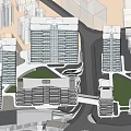 Hong Kong Land Modern Architectural Project With Spiral Staircase And Tall Buildings