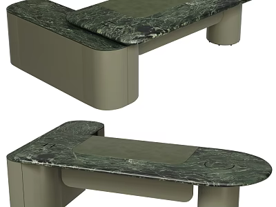 Modern Office Desk With Green Marble Top And Unique Contemporary Structure 3d model