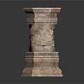 Carved Stone Column With Layered Textured Design And Classical Architectural Details 3d model