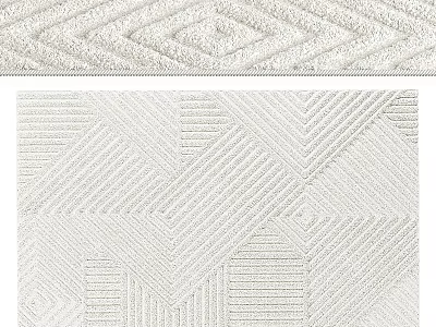 Textured Square Area Rug With Geometric Patterns In Modern Ivory White Design 3d model