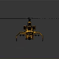 Yellow Scale Helicopter Model with Detailed Rotors and Display Stand Design