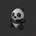 Cute 3D Rendered Panda Toy With Black And White Fur On Dark Background