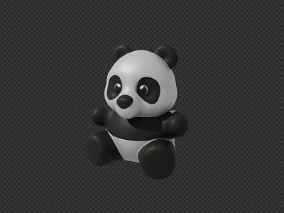 Cute 3D Rendered Panda Toy With Black And White Fur On Dark Background 3d model