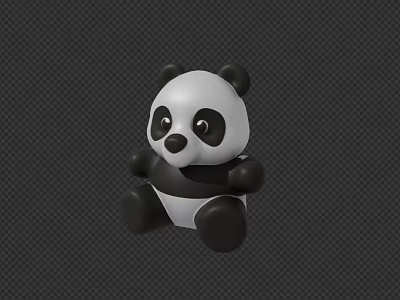 Cute 3D Rendered Panda Toy With Black And White Fur On Dark Background 3d model Cute 3D Rendered Panda Toy With Black And White Fur On Dark Background 3d model