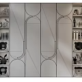 Modern Wardrobe With Curved Handles And Open Shelves For Decorative Items