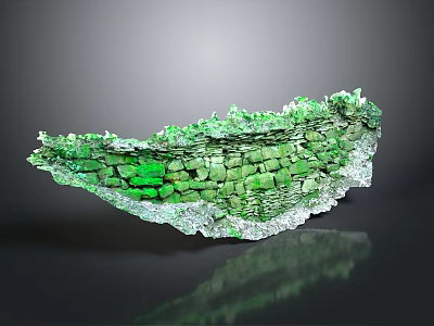 Natural Green Wood Stone Showcasing Block Texture and Decorative Structure 3d model