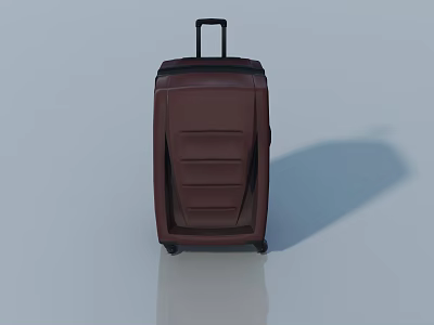 Brown Hard Shell Suitcase With Trolley Handle And Rolling Wheels On Gray Background 3d model