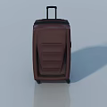 Brown Hard Shell Suitcase With Trolley Handle And Rolling Wheels On Gray Background