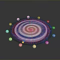 Decorative Umbrella With Colorful Spiral Cosmic Pattern And White Bead Decorations