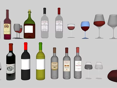 Modern Wine Bottle Beverage Wine Bottle Goblet 3d model