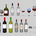 Different Styles of Wine Bottles and Glasses Collection for Wine Enthusiasts Display Setup