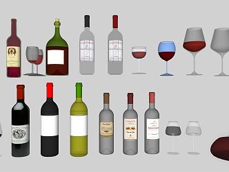 Modern Wine Bottle Beverage Wine Bottle Goblet 3d model