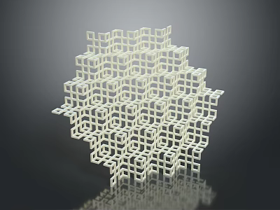 White Cubic Geometric Structure With Intricate Repeating Cube Pattern Modern Abstract Art Sculpture 3d model