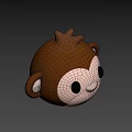 Cute Cartoon Monkey Head 3D Model With Brown Ears And Pink Face 3d model