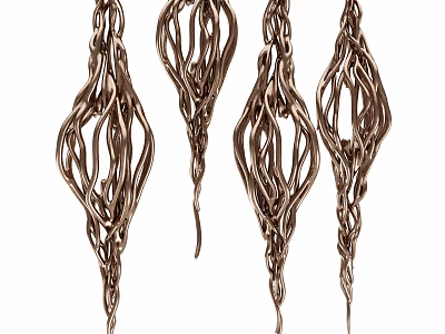 Decorative Ornament Set with Twisted Metal Wire Design Copper Finish for Home Decoration 3d model