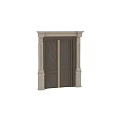Elegant Classical Double Wooden Doors With Symmetrical Panel Design And Decorative Columns