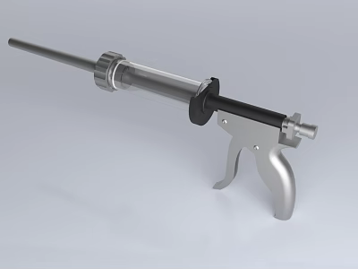 Manual Operation Medical Device With Metal Handle And Transparent Syringe Barrel 3d model