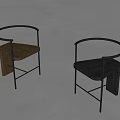 Modern Dining Chairs Featuring Circular Metal Backrest And Wooden Seat In Light Brown Dark Gray