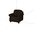 Dark Brown Leather Single Sofa with Stitched Armrests and Classic Design 3d model